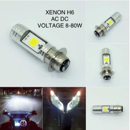 BOHLAM LAMPU DEPAN LED H6 2 SISI AC DC NYALA PUTIH BIRU KUNING UNIVERSAL SEMUA MOTOR / LAMPU LED MOT