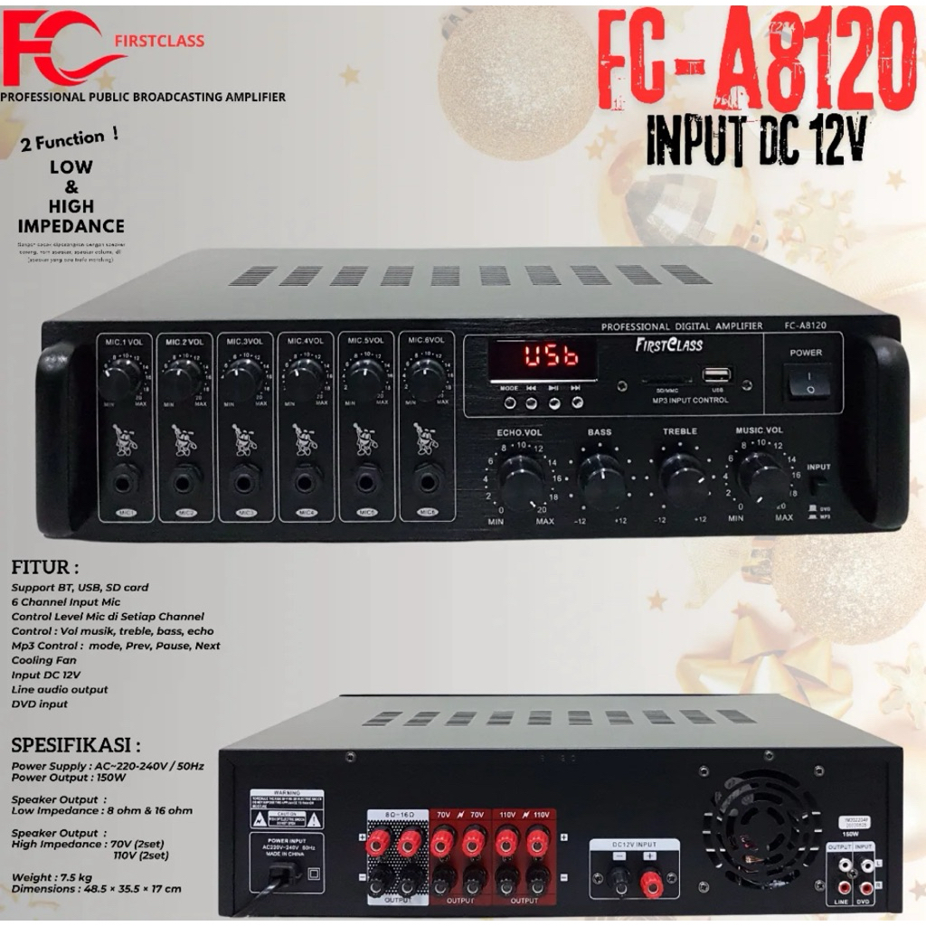 Amplifier Corong Masjid Firstclass FC A8120 / FCA 8120 / FC-A8120 150 Watt