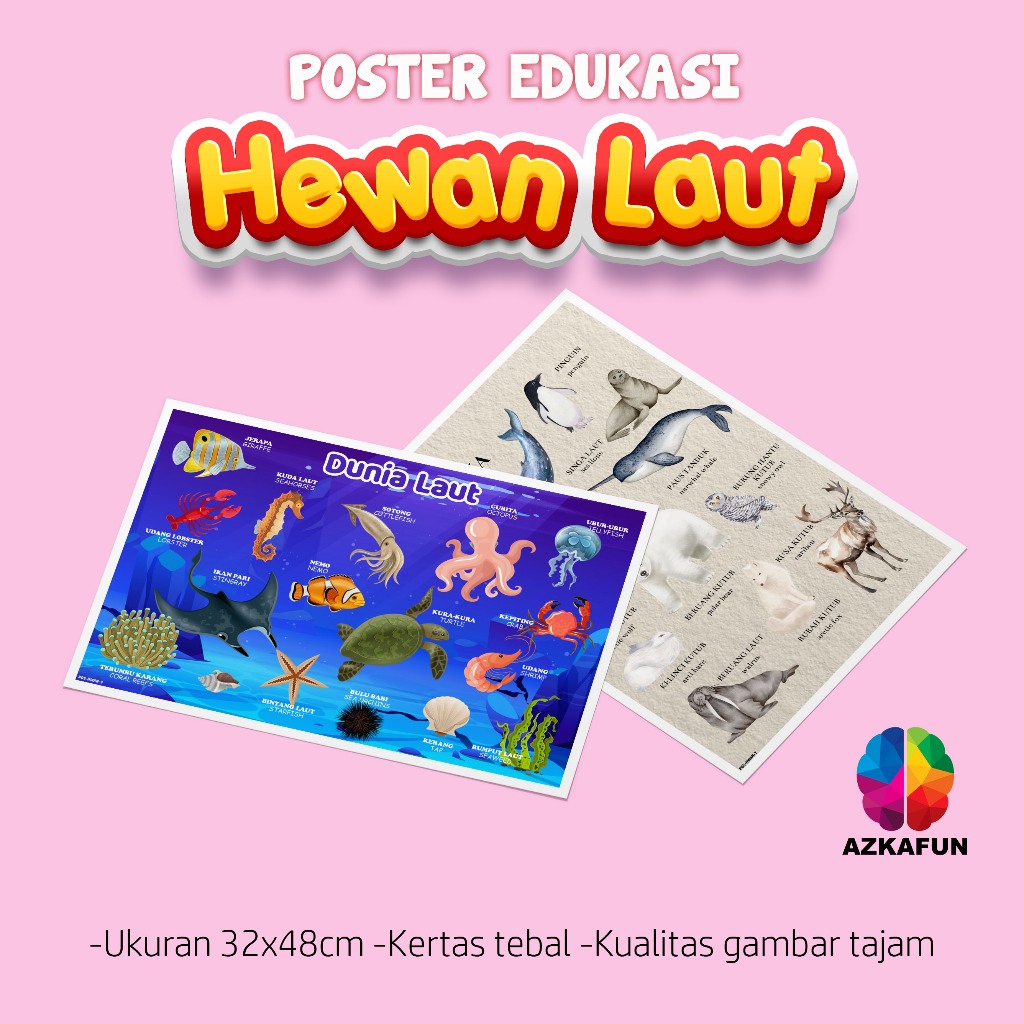 Poster Edukasi HEWAN LAUT - Poster edukasi anak poster animal