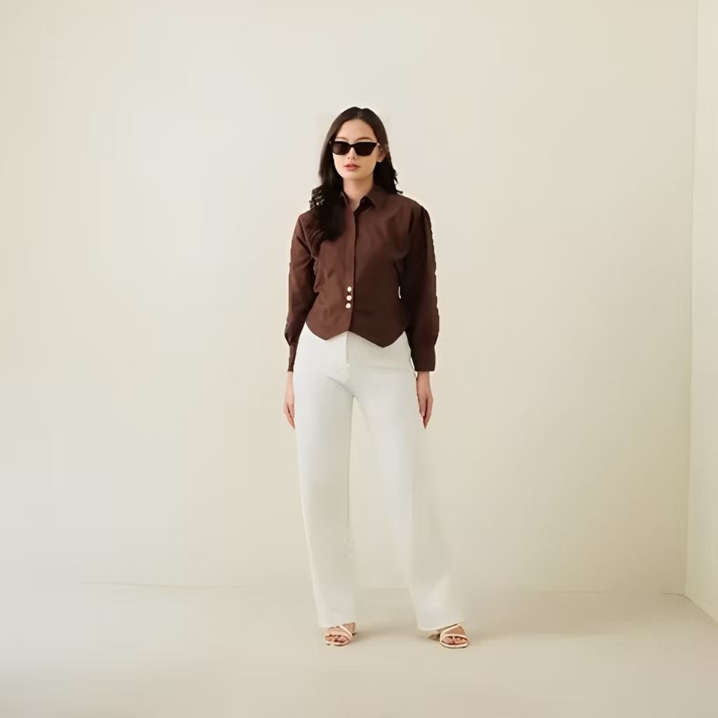 SANJU BLOUSE -HALINKA Shirt -Kemeja Kantor - Formal - Korean Style
