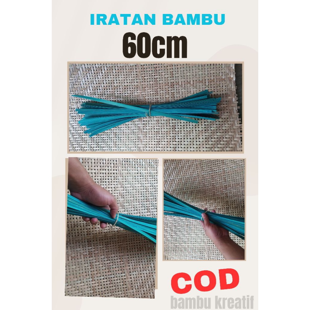 

(100PCS/ikat) Iratan 60cm biru tosca halus anyaman bambu bisa COD