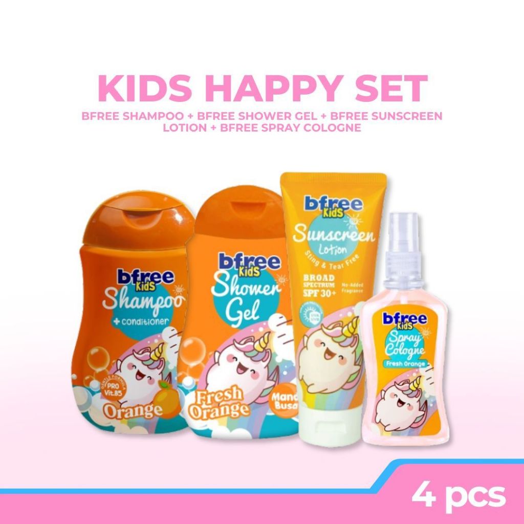 [BFREE KIDS SET] BFREE SHAMPO + BFREE SHOWER GEL + BFREE SUNSSREEN LOTION + BFREE SPRAY COLOGNE