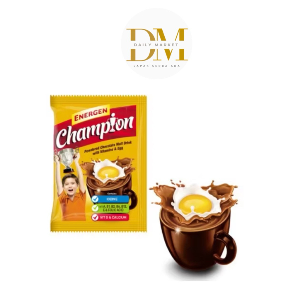 

Energen Champion 5 Sachet/ Susu Champion memiliki 4 in 1/ Energen/ Susu Coklat