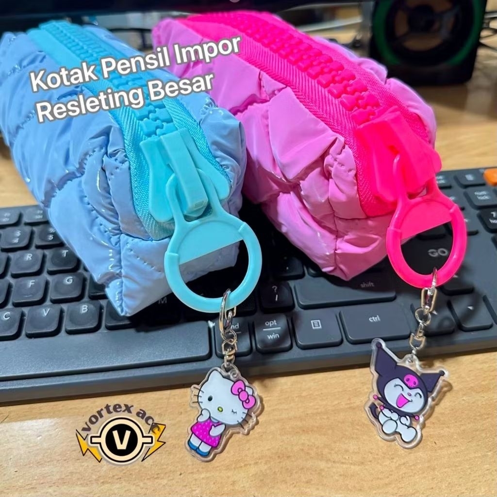 

rtc Kotak Pensil Puffy Colourfull FREE GANTUNGAN SANRIO // Pencil Case Puffy Lucu Multifungsi Dan