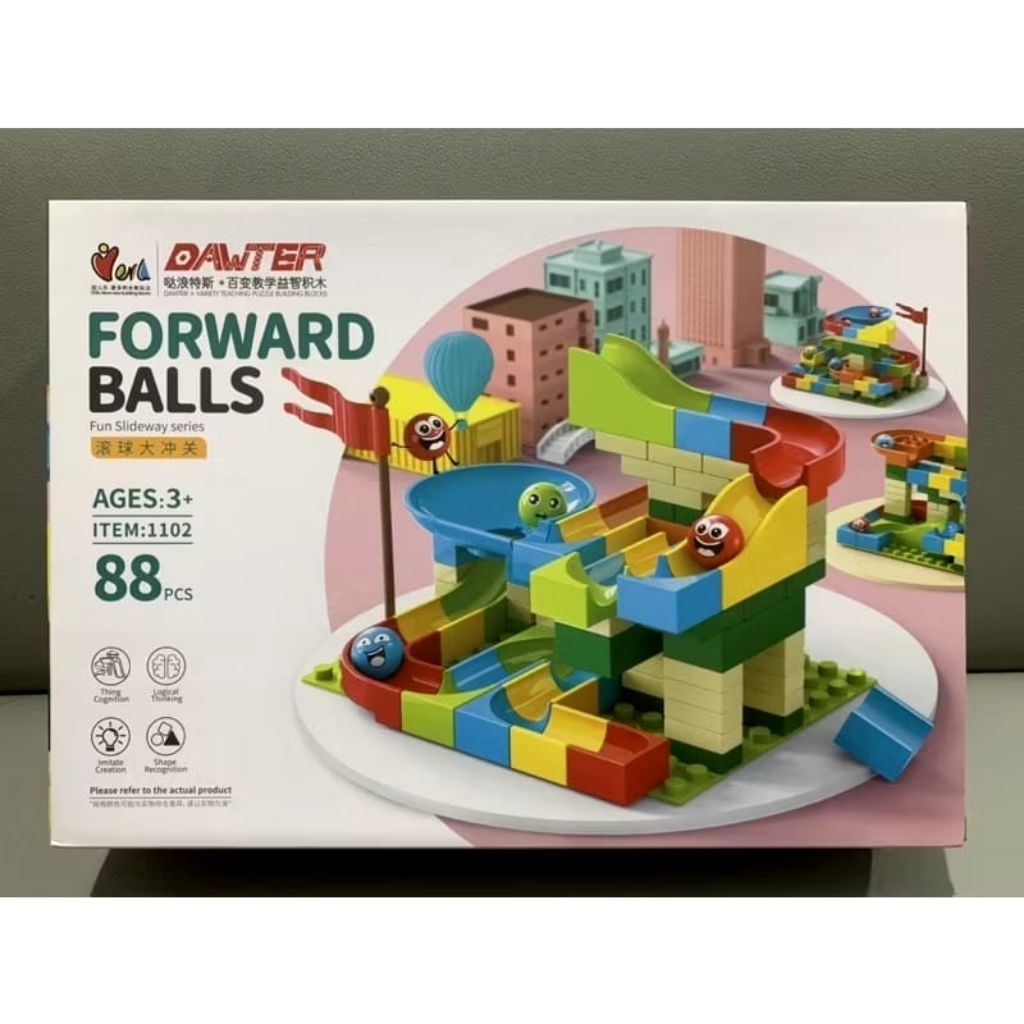 Mainan Edukasi Balok / Blocks Lego Puzzle Dawter Forward Balls 88pcs Slide Ball Run