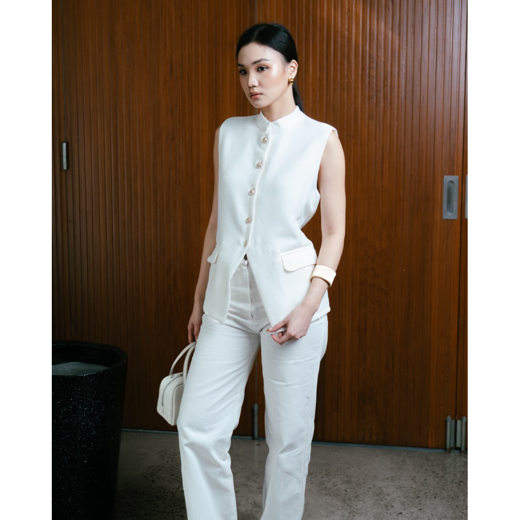 CROIA - Vienna Tweed Top | Atasan Tweed Wanita | Atasan Vest Tweed | Pakaian Wanita