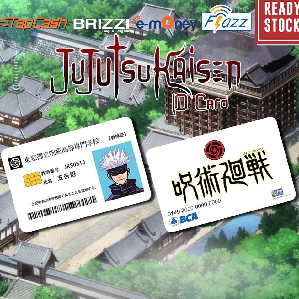 JUJUTSU KAISEN ID CARD Emoney Mandiri Flazz BCA gen 2 Brizzi Tapcash Custom kartu Etoll PRINT UV