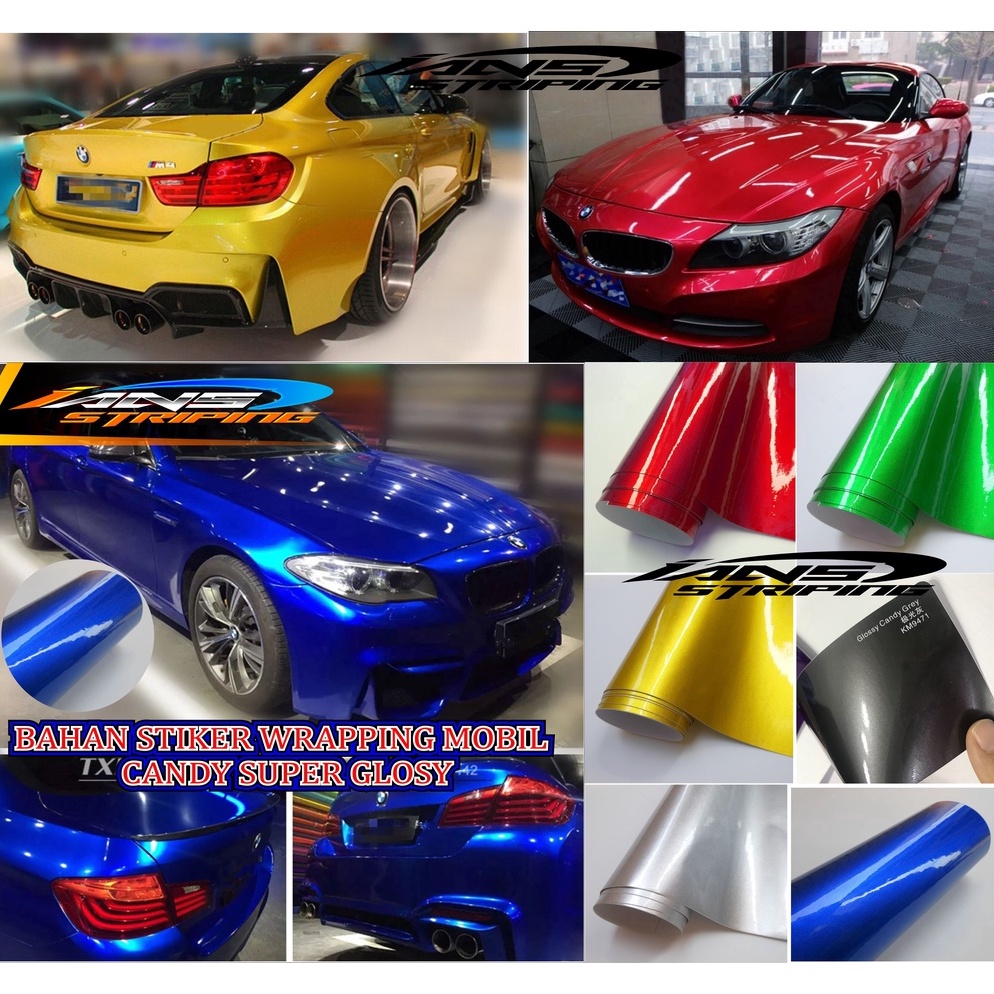 KODE W38C STIKER METALIK CANDY SUPER GLOSSY PANJANG 152CM  STIKER MOBIL MERAH GLOSY CANDY  GLOSSY CA