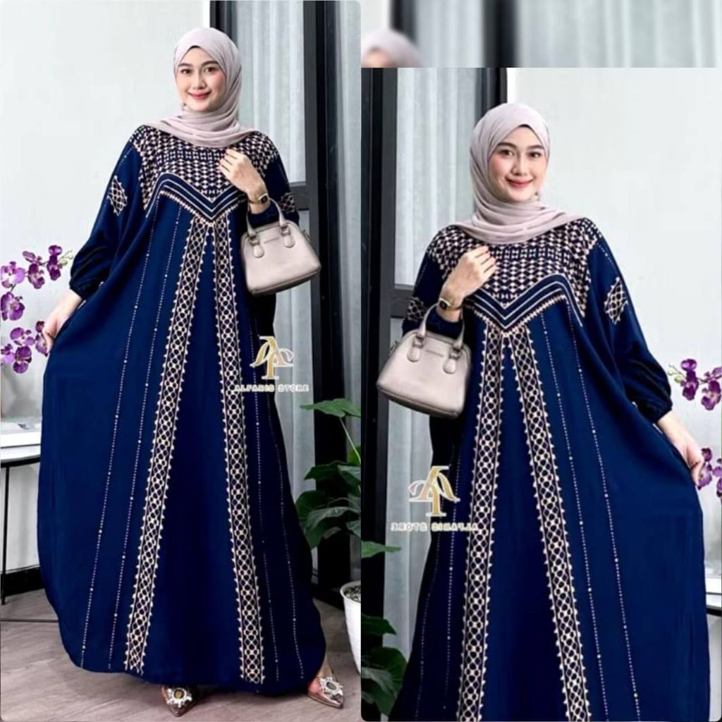 Kaftan Motif Maura Gamis Dress Midi Daster Kaftan Wanita Panjang Kaftan Premium Kaftan Remaja Dewasa