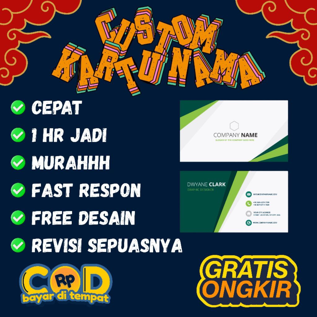 

KARTU NAMA | FREE DESAIN | REVISI SEPUASNYA, (100 pcs, free box/tempat)
