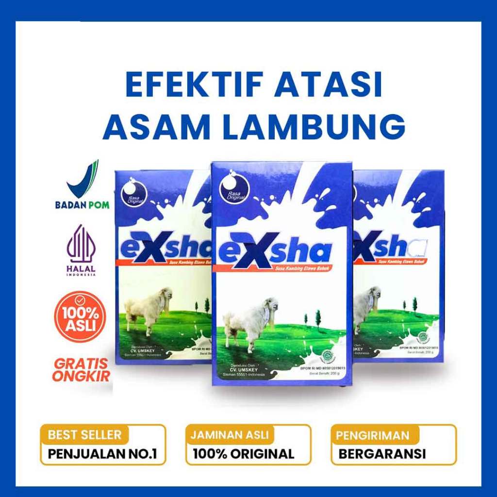 

Bundling exsha susu kambing 200grmx3 Efektif atasi masalah lambung