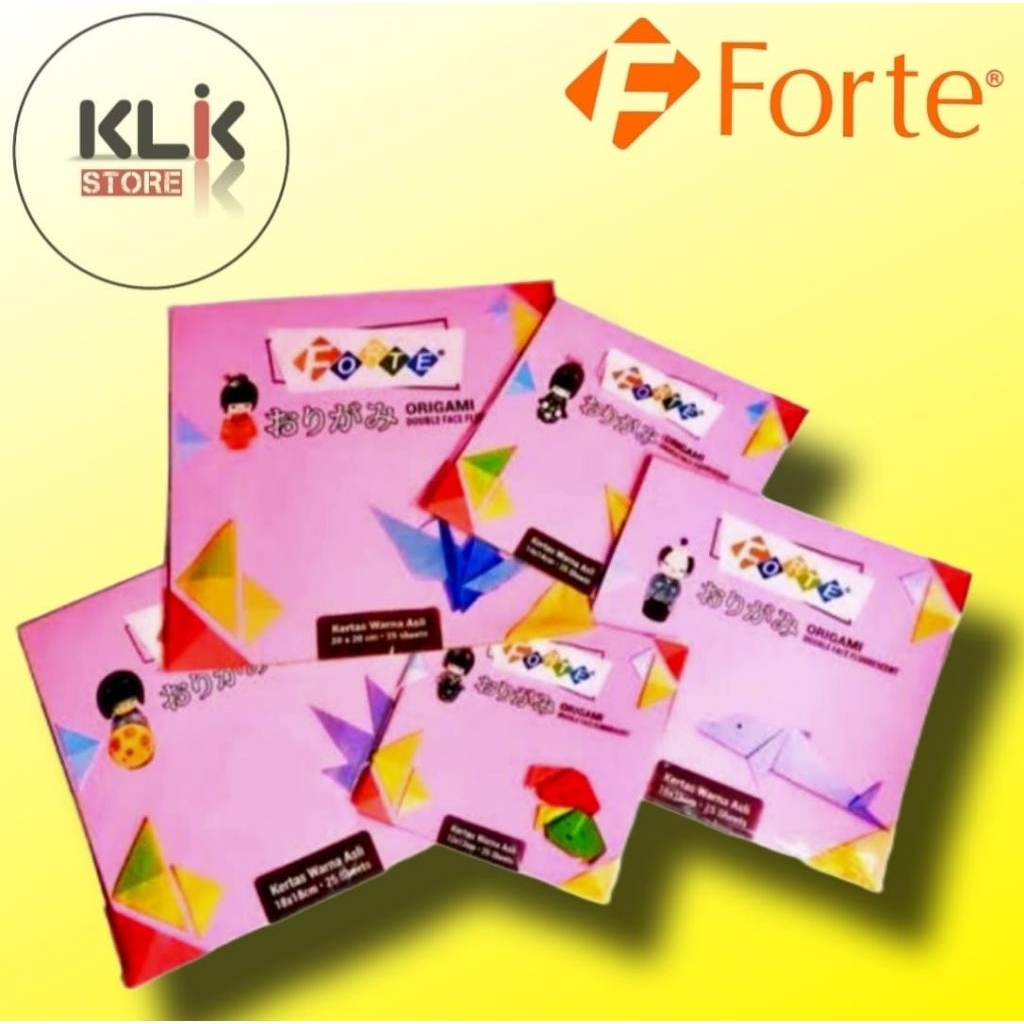 

Kertas Lipat Origami Forte atau KW 12cm x 12cm / 14cm x 14cm / 16cm x 16cm / 20cm x 20cm /Isi 25 Lembar Warna 2 Sisi