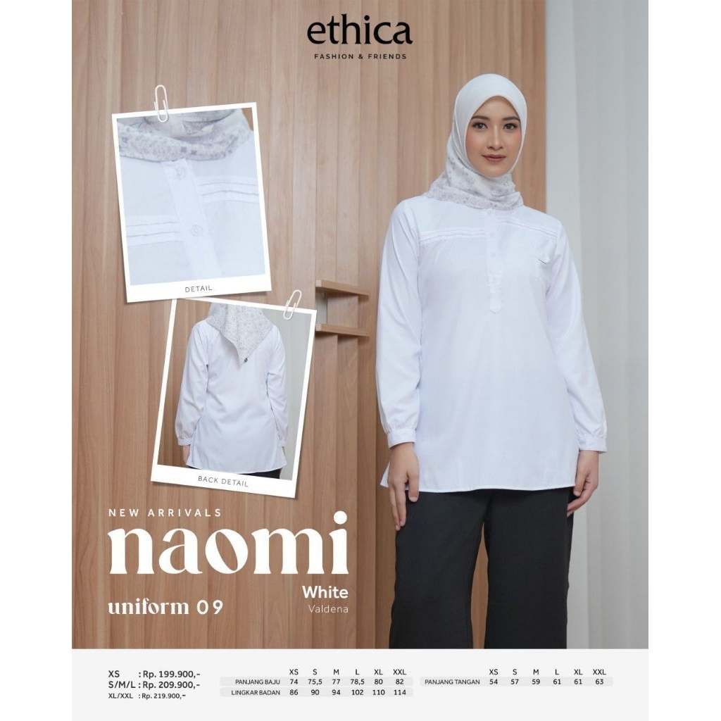 TUNIK PUTIH NAOMI UNIFORM 09 BY ETHICA POLOS ADEM NYAMAN LEMBUT BUSUI FRIENDLY