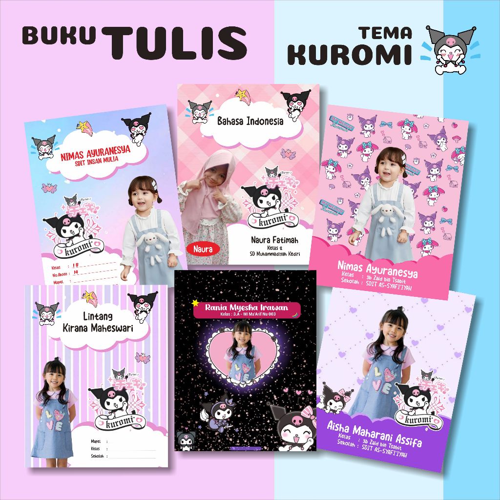 

BUKU TULIS A5 KWARTO CUSTOM KUROMI SANRIO | CUSTOM BUKU TULIS SIDU VISION KIKY