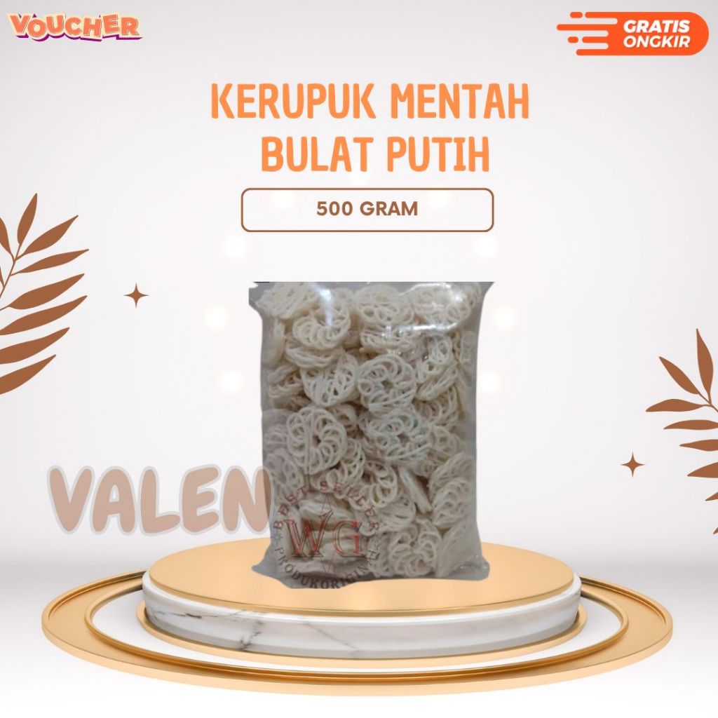 

Kerupuk Mentah Bulat Putih 500gr/ Kerupuk Keriting Bulat Putih