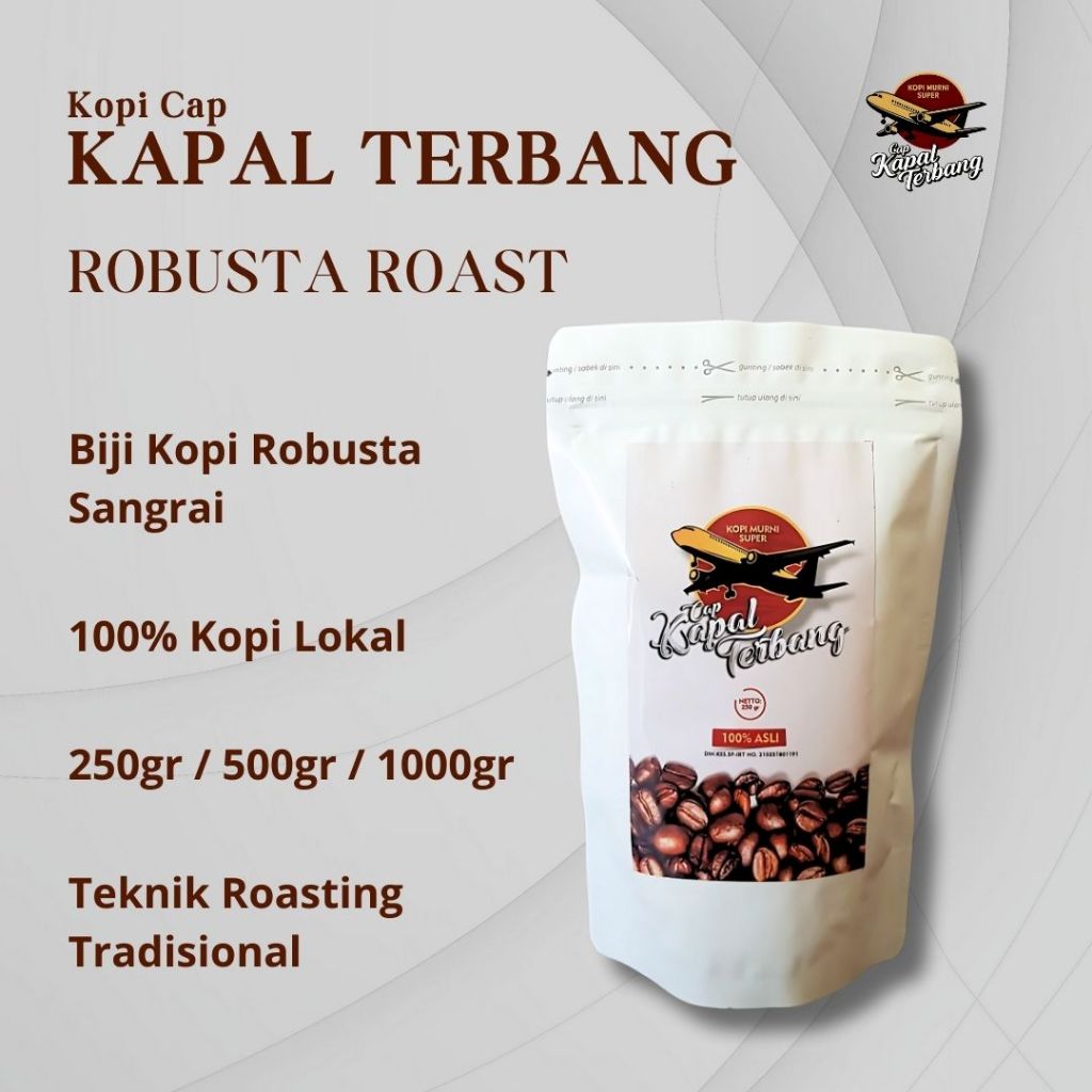 

Biji Kopi Robusta Sangrai – Kapal Terbang Bundling | 250gr / 500gr / 1000gr | Aroma Kuat, Asli Jawa Timur