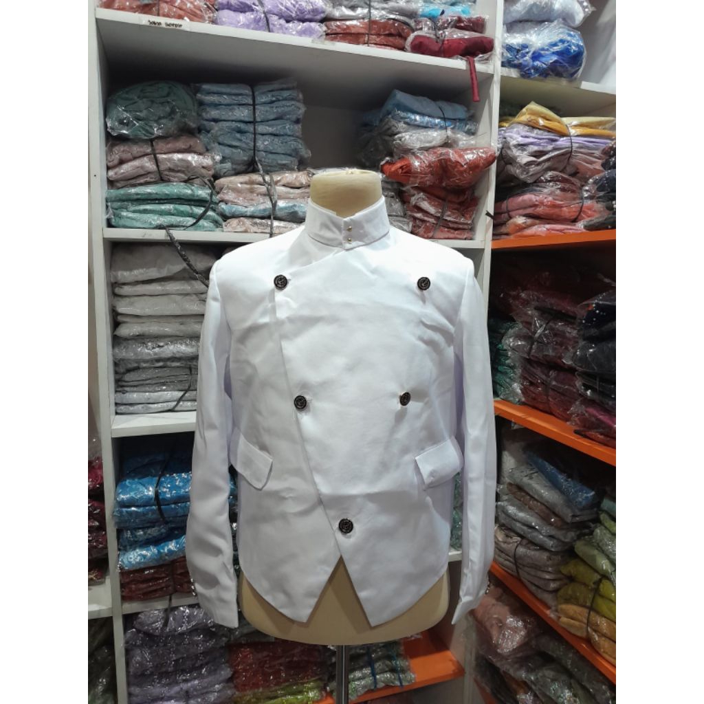 beskap solo polos pres putih
