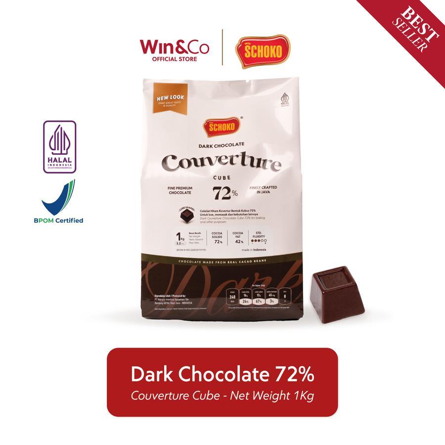 

SCHOKO Dark 72% Couverture Cube - 1 Kg / Coklat Kovertur Bentuk Dadu