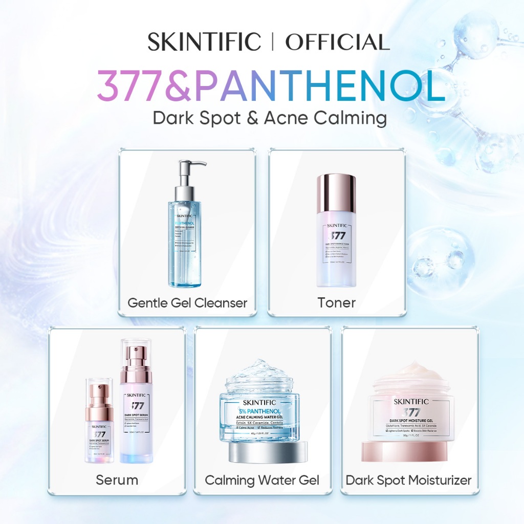 SKINTIFIC - 377 & Panthenol Fade Dark Spot Routine| Panthenol Gentle Gel Cleanser 80ml, 377 Dark Spo