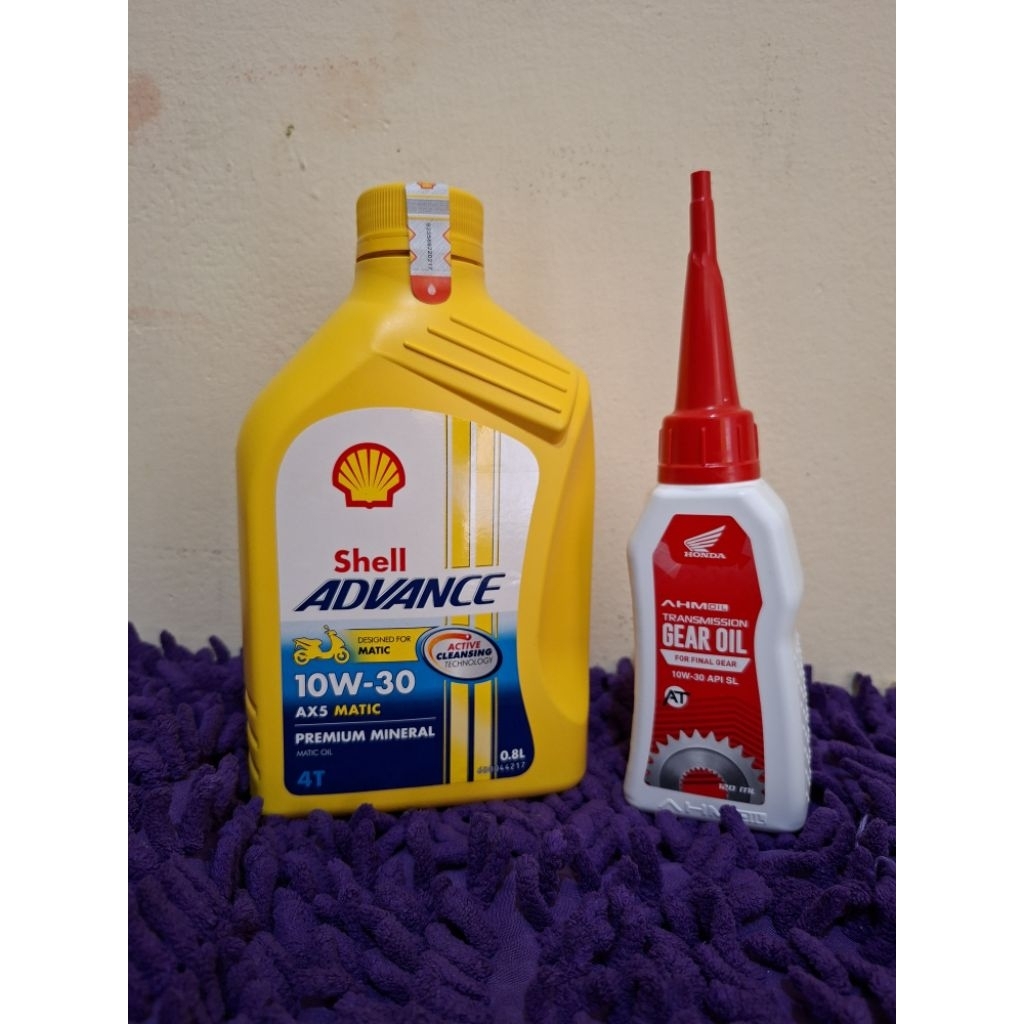 oli mesin motor Paket Murah Shell AX5 MATIC 800ml + AHM Gear MATIC HONDA 120ml