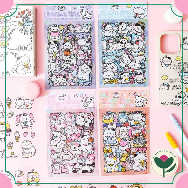 

1 set isi 6 lembar scout kitten team sticker cute deco stiker kucing lucu MK1973