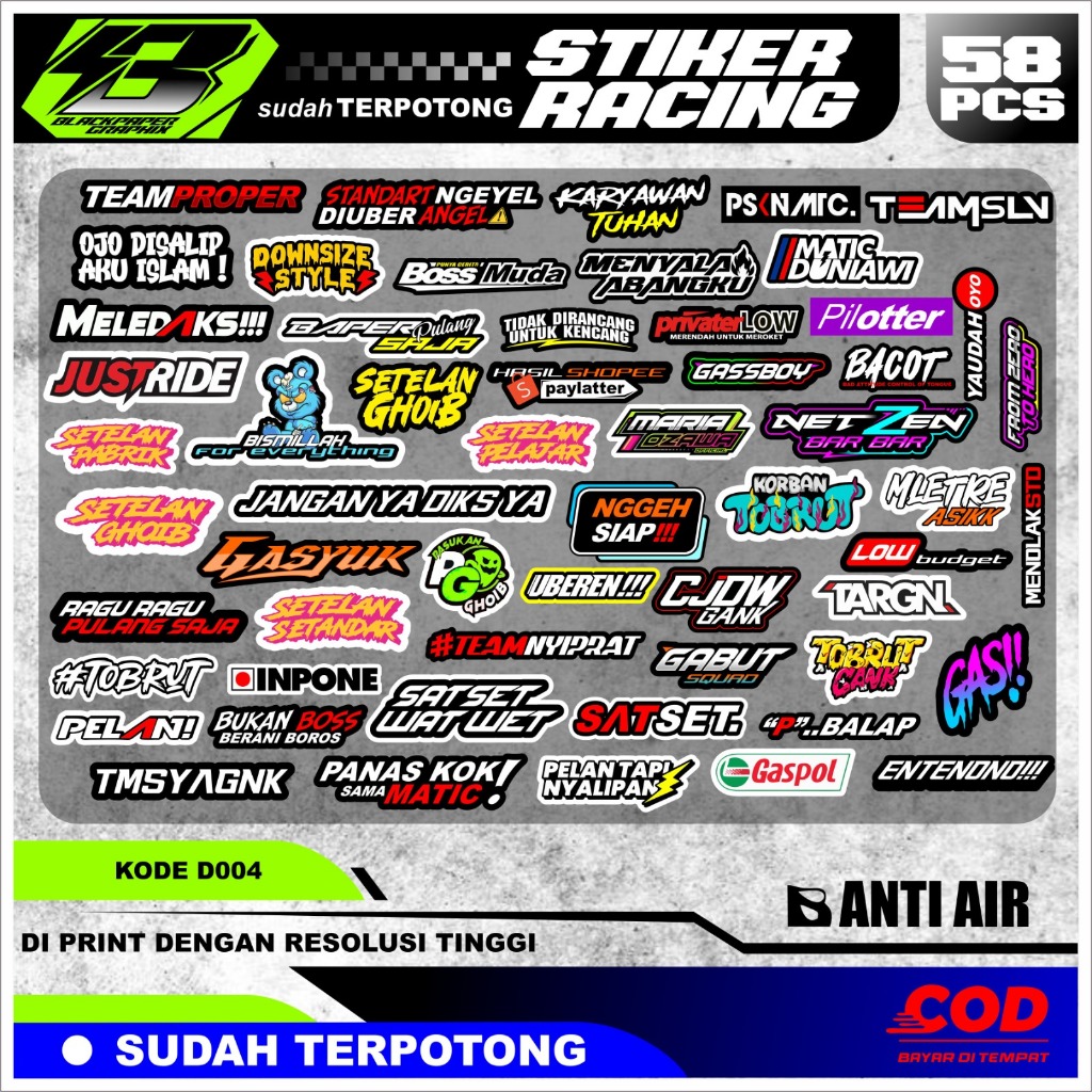 

58 pcs stiker bengkel kata kata viral stiker case sudah terpotong