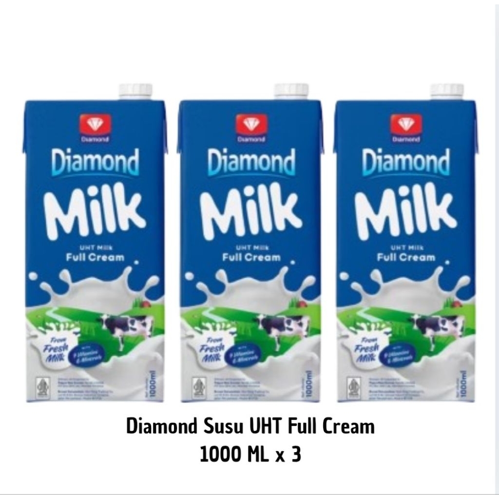 

Susu UHT Diamond Full Cream 1000ML (1Liter) X 3 Pcs