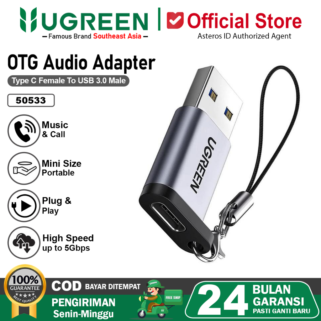 UGREEN OTG Adapter USB Type C Female To USB A 3.0 Male Max 5Gbps 50533