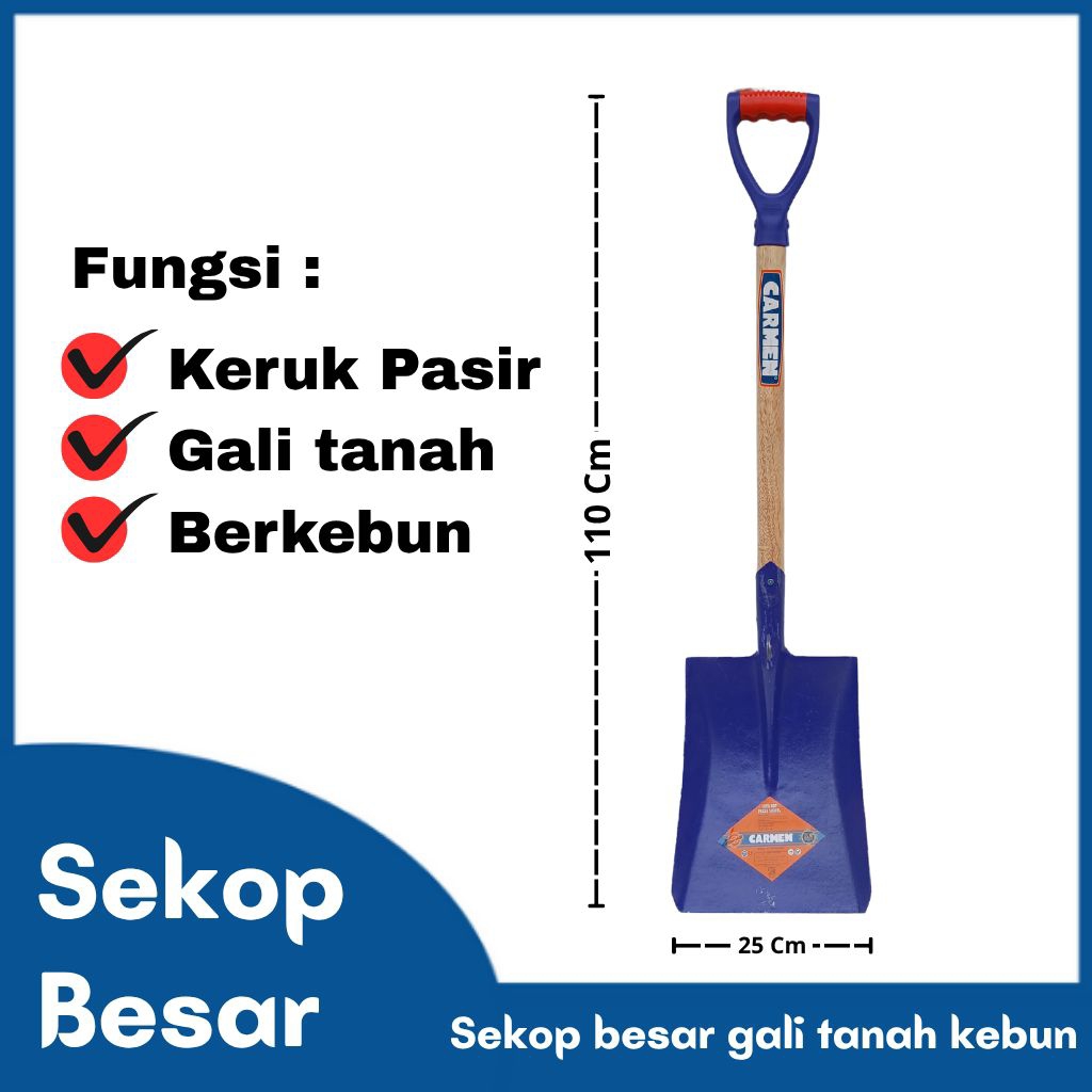 Sekop rata pasir gali tanah berkebun besar CARMEN