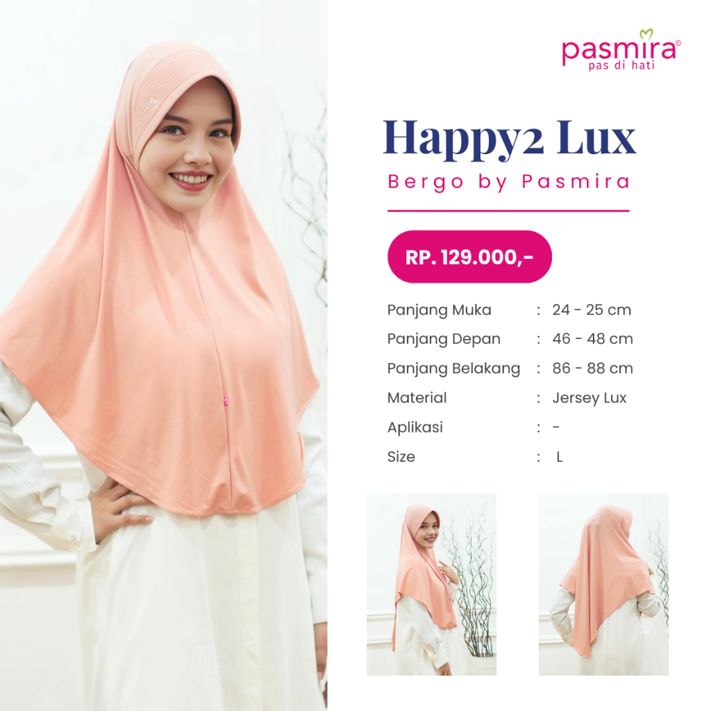 Hijab Pasmira Happy 2 Lux Ukuran L