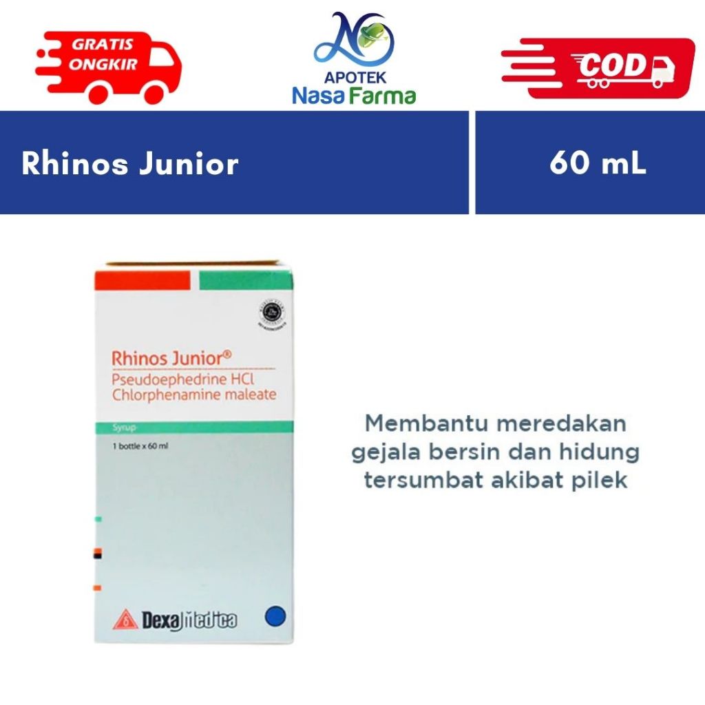 Rhinos Junior Syrup @60 mL - Obat Flu, Pilek, Demam, Hidung Tersumbat