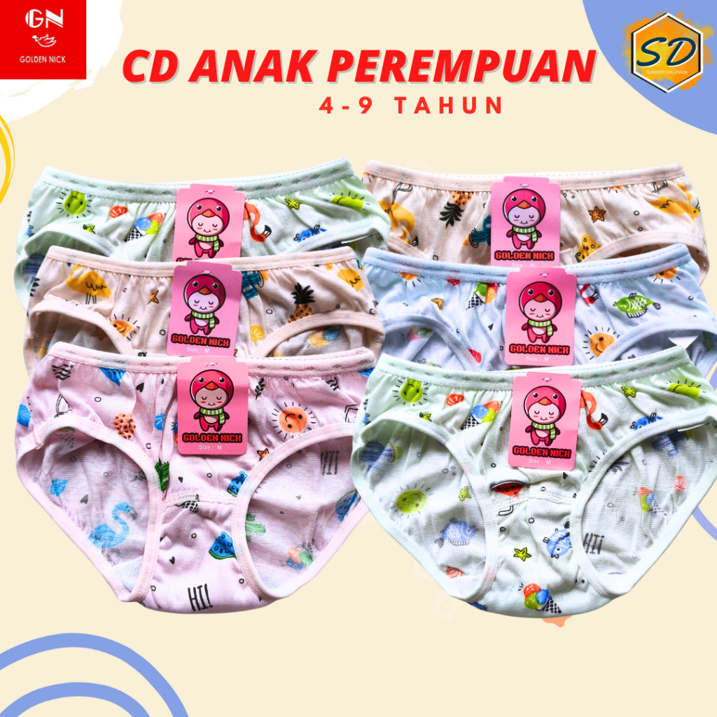 6 Pcs Celana Dalam Anak Perempuan Golden Nick 1187 CD Pakaian Dalam Wanita - CD anak perempuan Golde