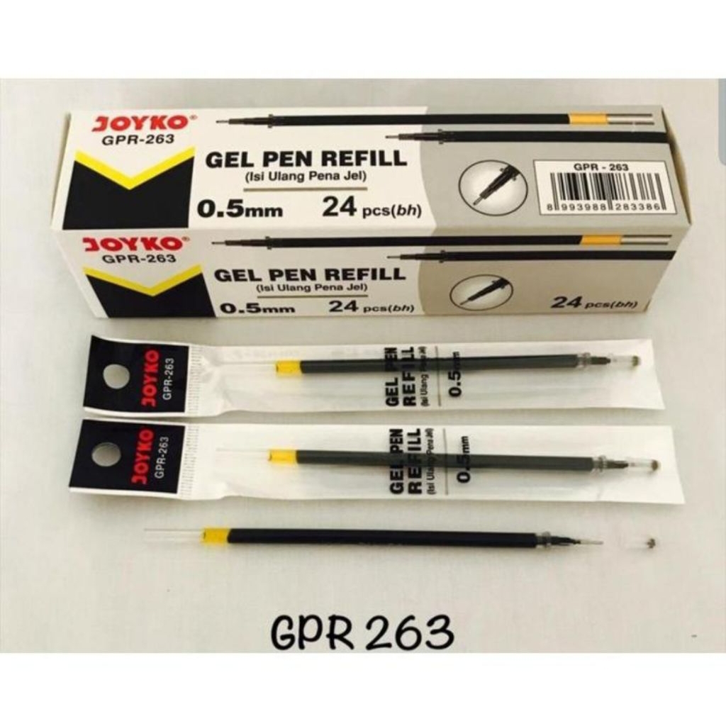 

Harga Per Box Isi 24 Pcs Refill Gel Pen Isi Pen GPR-263 GPR-200 Joyko Tinta Hitam 0.5mm