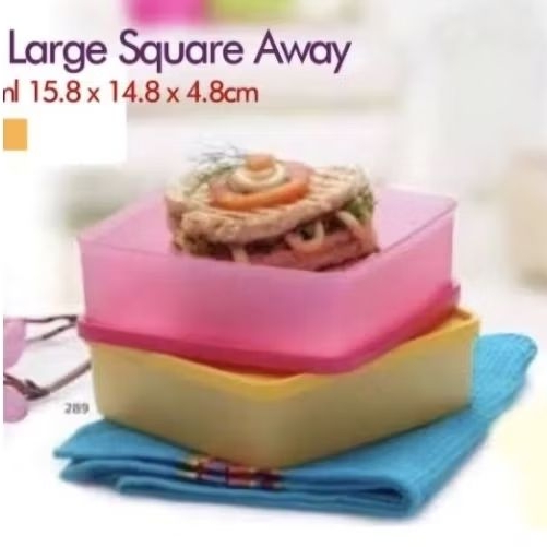 Tupperware LARGE SQUARE away 660ml Wadah Bekal anak tempat bawa makanan nasi toples plastik murah
