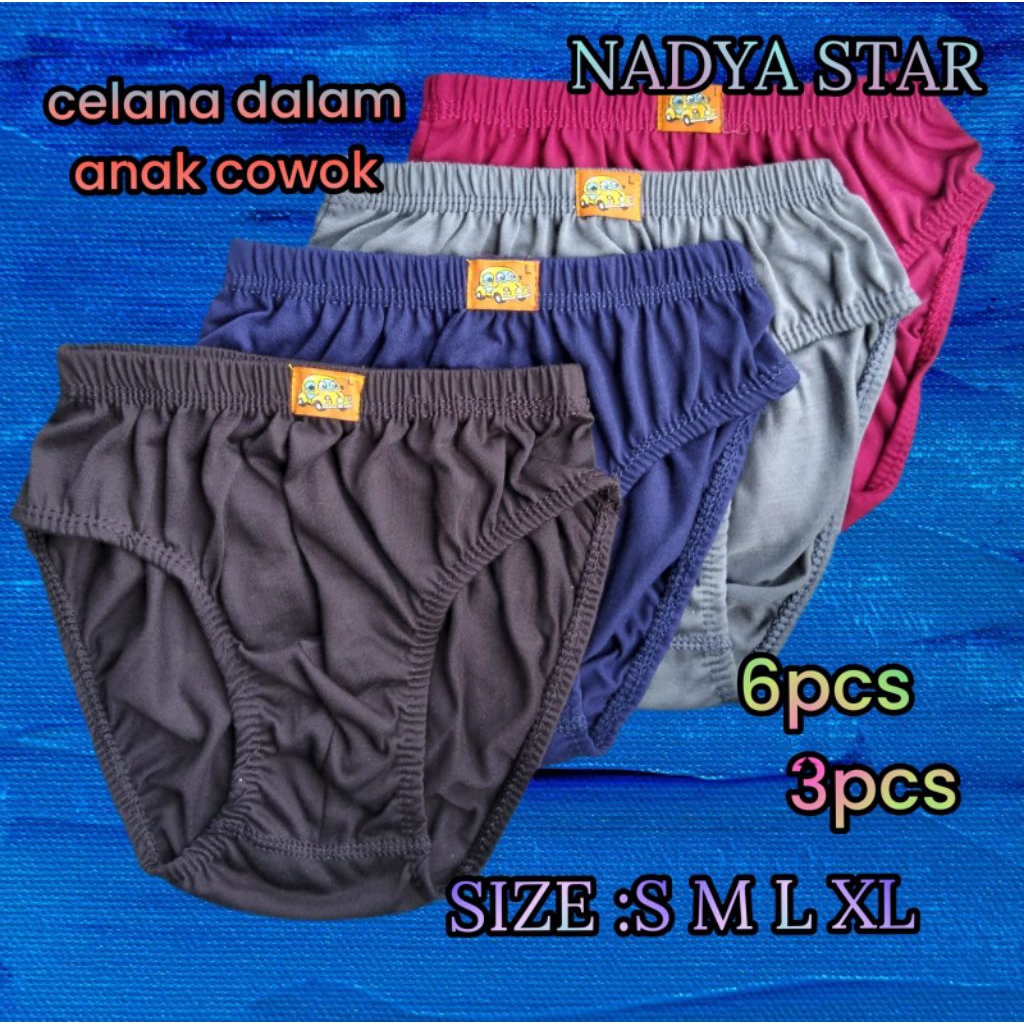 6Pcs Celana Dalam Anak Laki-laki/ CD Anak Laki-laki Polos