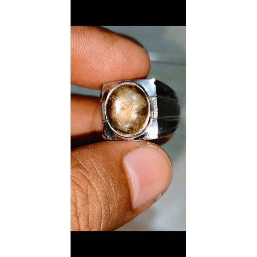Natural Star Black Sapphire Ring Monel handmade mewah