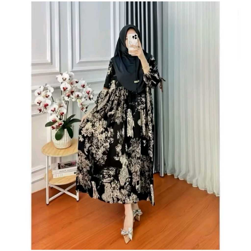 Aurel dress pita lengan balon rayon diamond