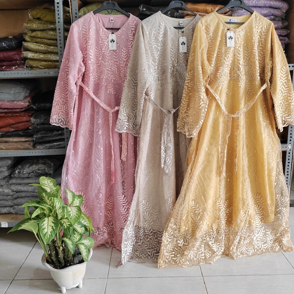 Gamis Brokat Polos Jumbo LD 140 Gamis Brukat LD 130 Dress Kondangan Jumbo Gamis Pesta Ukuran Besar U