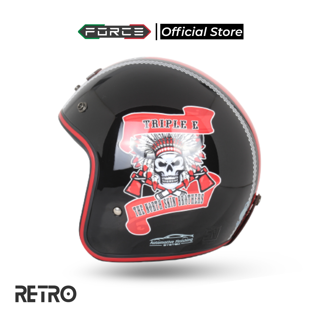 FORCE Retro Indian Helm Half Face (Smartlock)