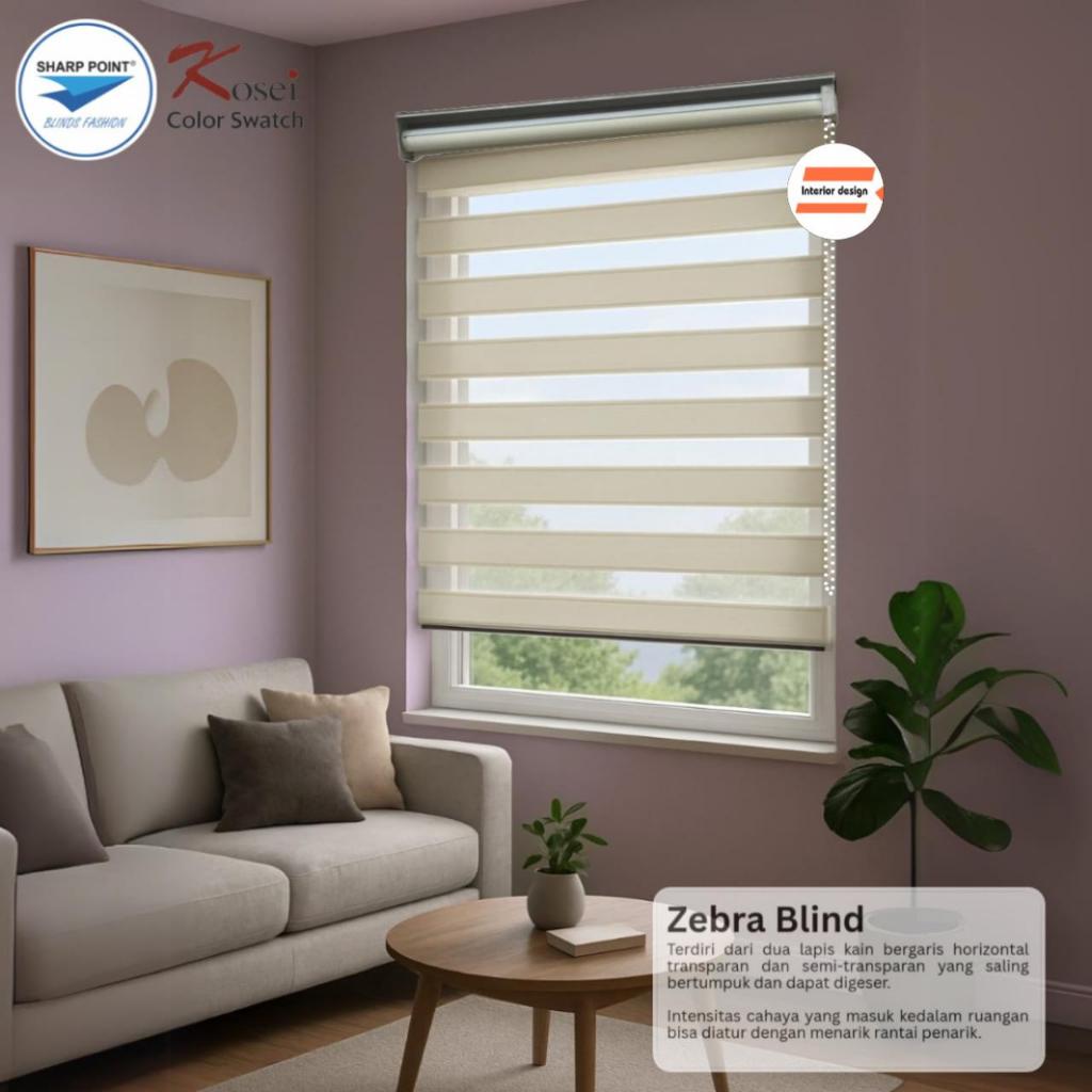 Roller Zebra Blind/Rainbow Blind ( Double Layer ) Penutup Jendela - Kosei ( Sharp Point )