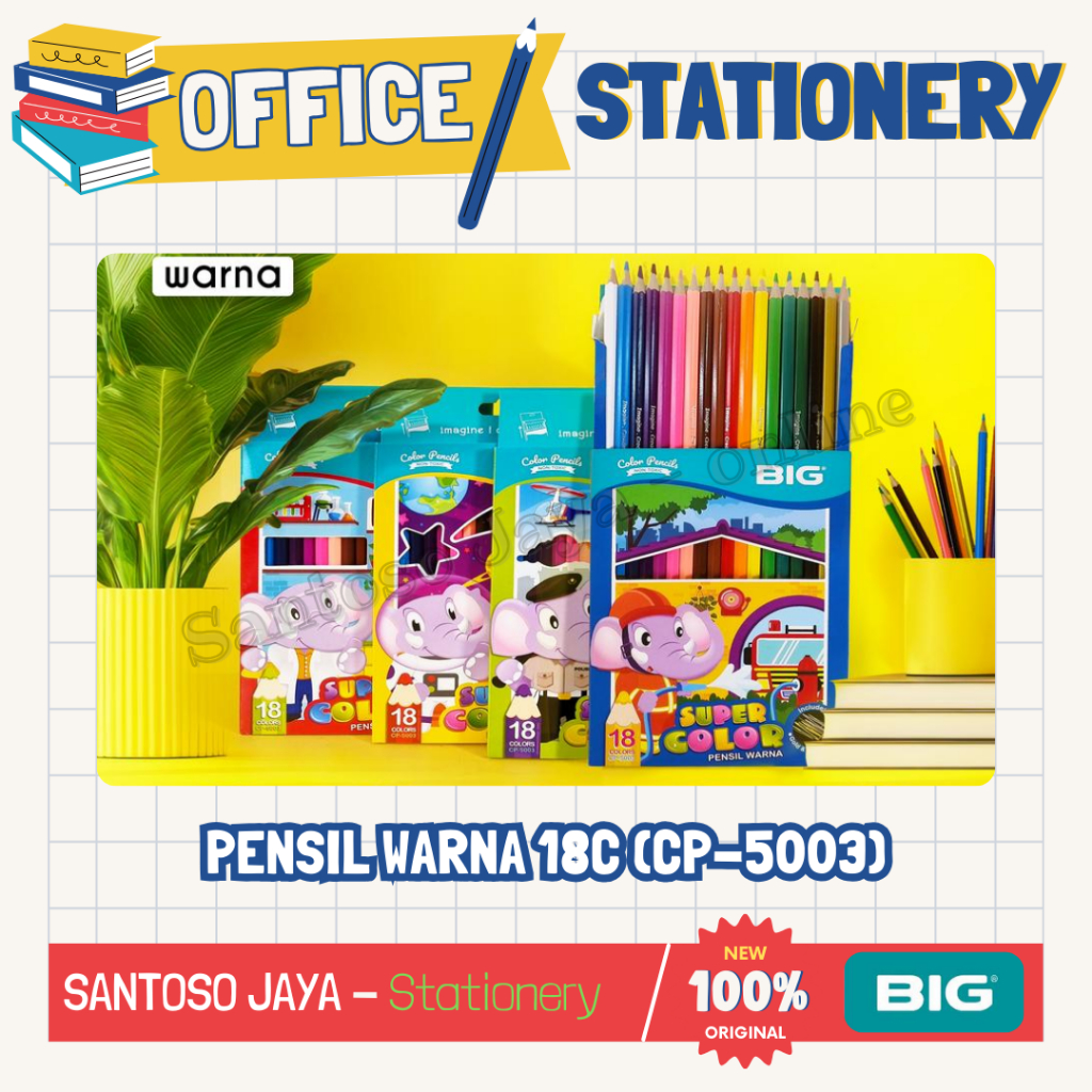 

Pensil Warna BIG - 18 Colour Pencils - 18L Panjang - CP-5003