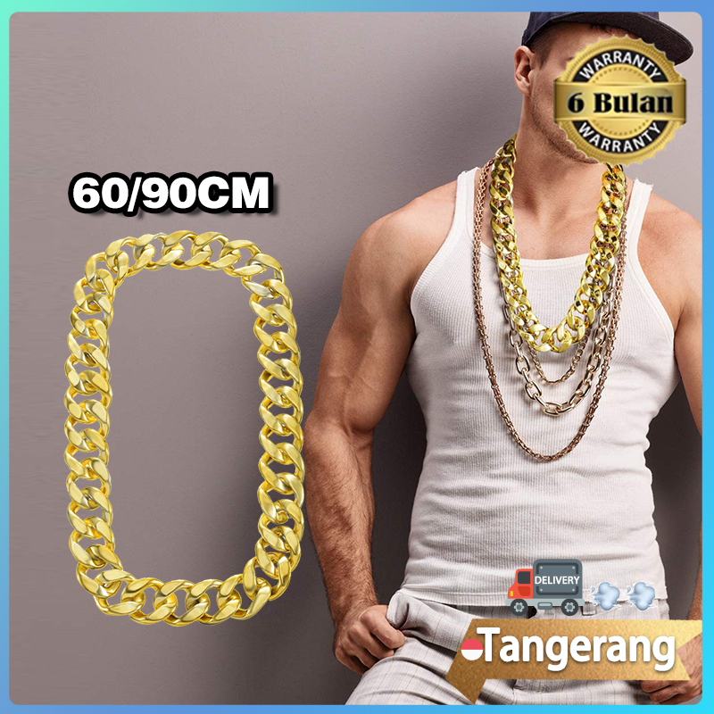 60cm/90cm Kalung Titanium Rantai Besar Super Big Size Emas Gold Kalung Hip-Hop Kalung Rantai