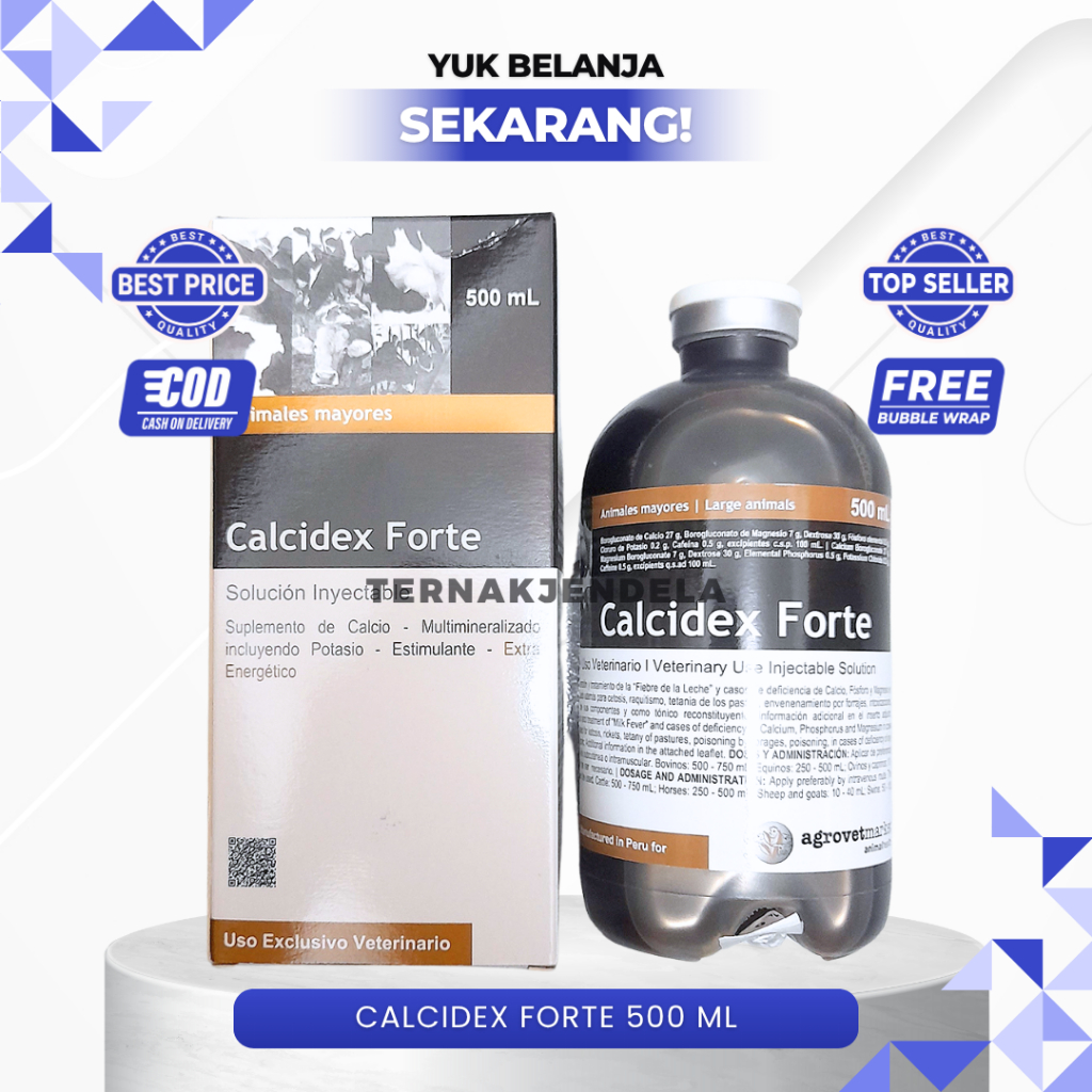 Calcidex Forte 500ml - Obat Untuk Ketosis Sapi Ambruk Milk Fever Bagi Ternak