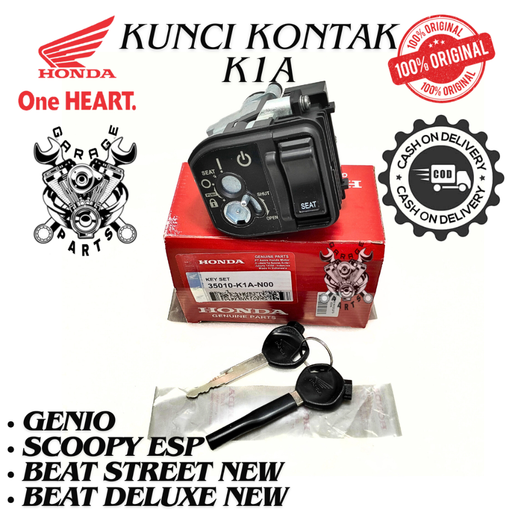 Kunci Kontak Set Beat Deluxe Genio Scoopy ESP Beat Street New Honda K1A Konci Kontak Motor Ori AHM