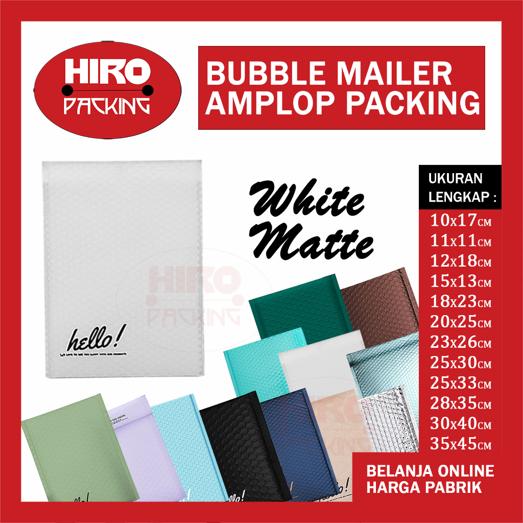 

Amplop Packing Bubble Mailer Wrap Putih Matte Kantong Paket Pelindung Pengiriman Envelope Bag
