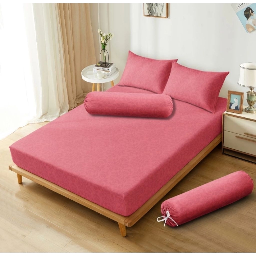 SPREI ALOHA (INTERNAL GROUP) POLOS EMBOSS KING 180X200 NO 1 B2 FITTED - PINK