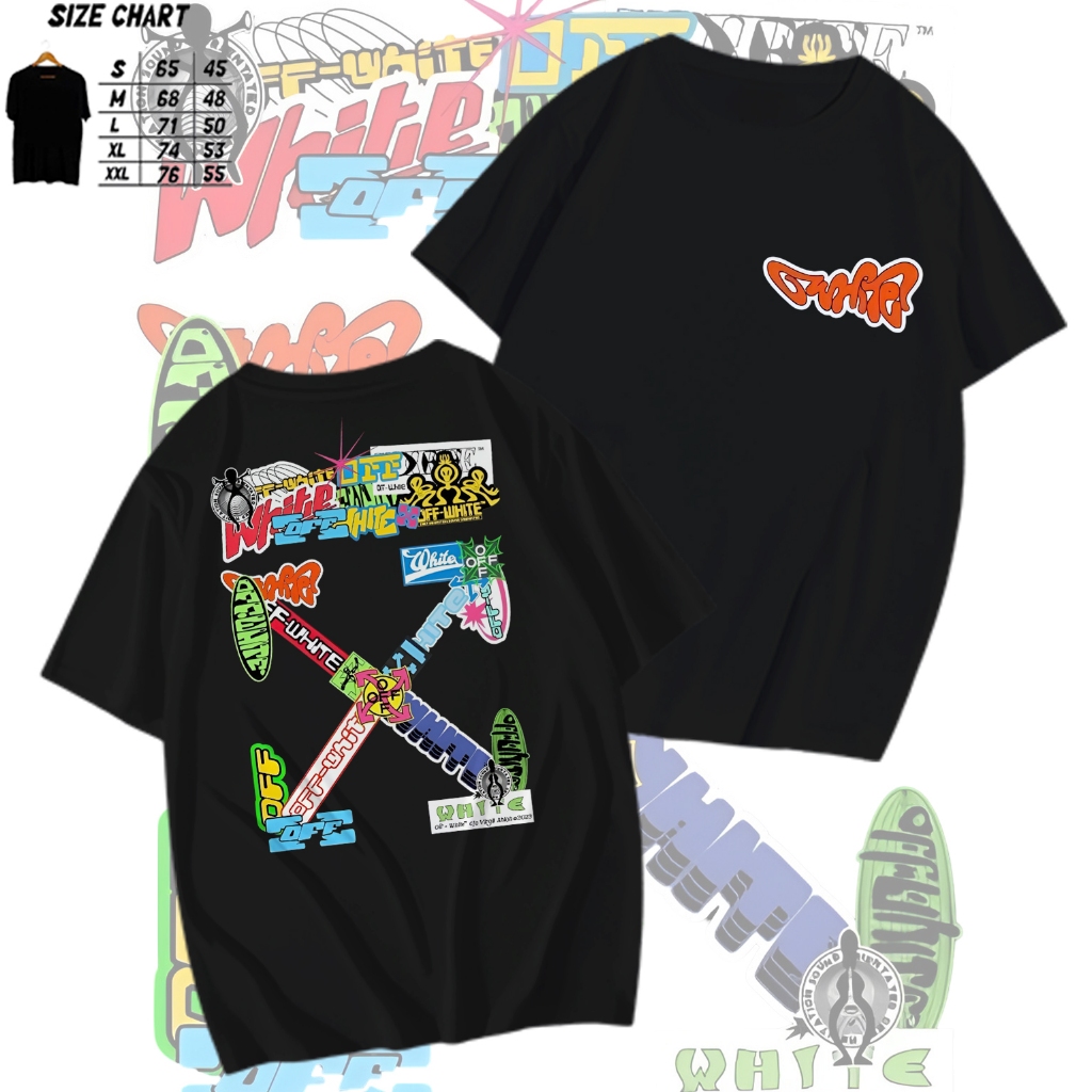 kaos distro OFF WHITE  - kaos pria dan wanita lengan pendek ukuran M.L.XL.XXL kerah bulat bahan katu