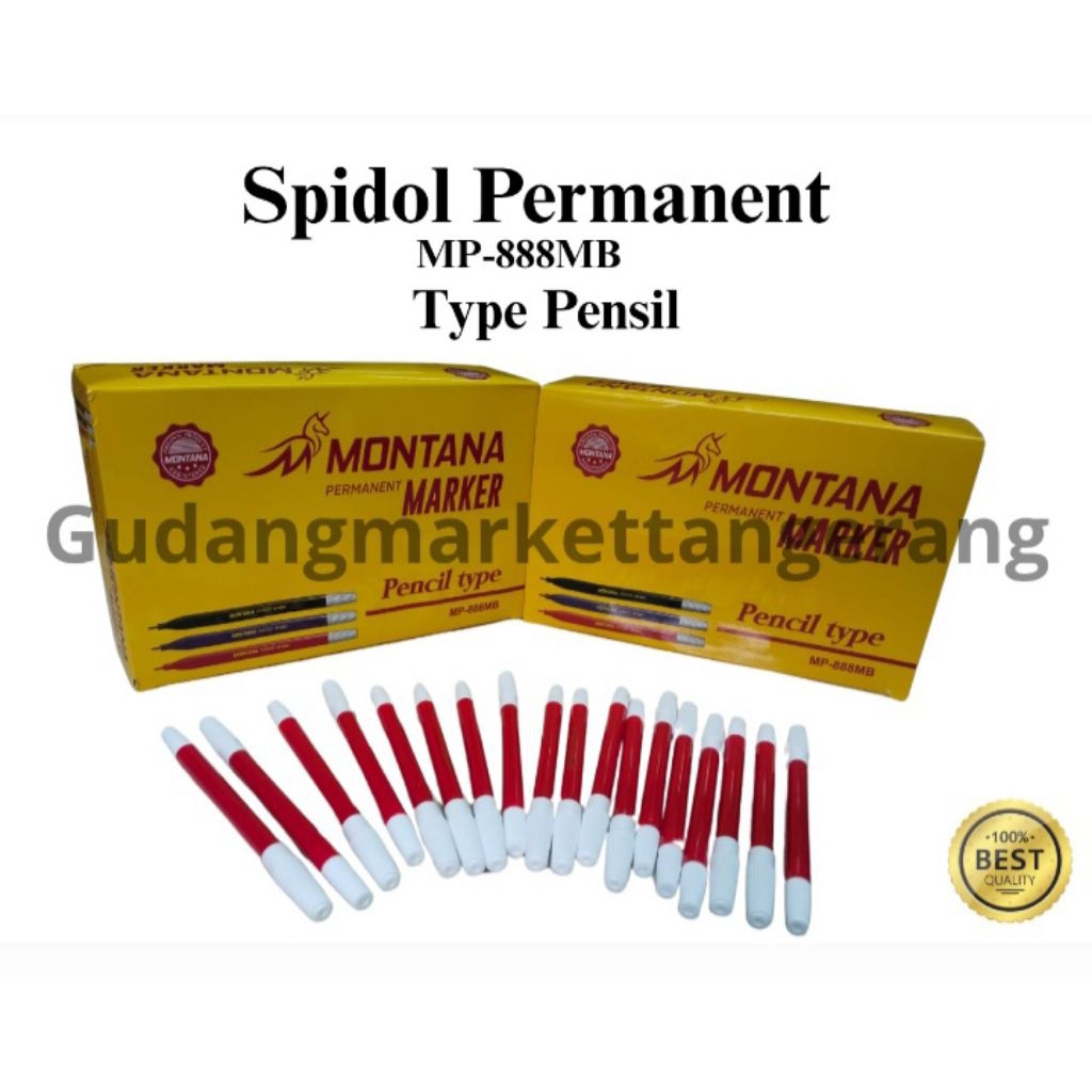 

MONTANA - Spidol Permanent Type Pensil Warna Merah 1 Box ( Isi 144 pcs)