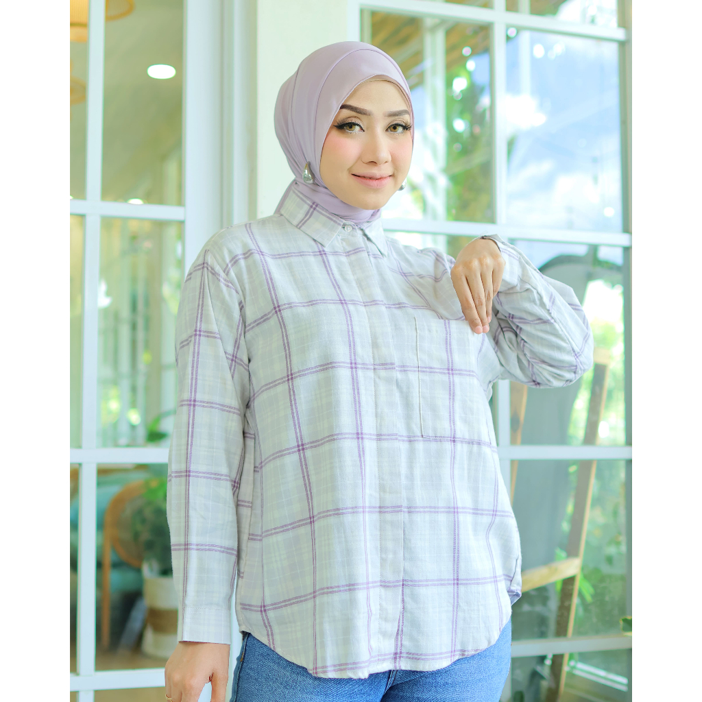 Kemeja Flanel Premium Kemeja Wanita Flanel Lengan Panjang Atasan Kemeja Flanel Kotak kotak Kekinian
