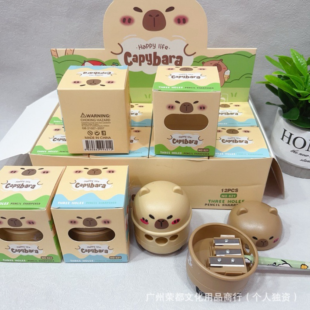 

Capybara 3-in-1 Rautan Lucu – Three Holes Pencil Sharpener Bentuk Karakter rautan pensil segitiga triangular